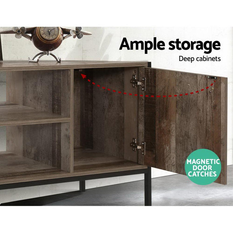 Artiss TV Cabinet Entertainment Unit Stand Storage Wood Industrial Rustic 124cm Payday Deals