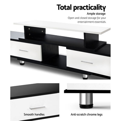 Artiss TV Cabinet Entertainment Unit Stand Wooden 160CM To 220CM Storage Drawers Black White Payday Deals