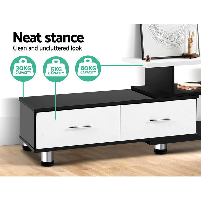 Artiss TV Cabinet Entertainment Unit Stand Wooden 160CM To 220CM Storage Drawers Black White Payday Deals