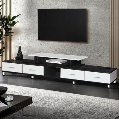 Artiss TV Cabinet Entertainment Unit Stand Wooden 160CM To 220CM Storage Drawers Black White Payday Deals