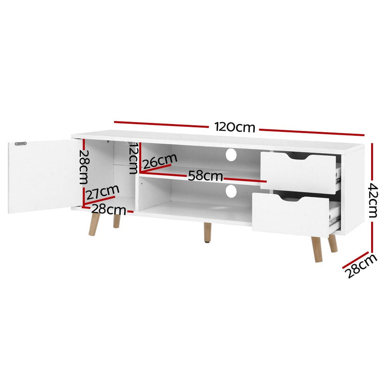 Artiss TV Cabinet Entertainment Unit Stand Wooden Scandinavian 120cm White Payday Deals