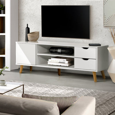 Artiss TV Cabinet Entertainment Unit Stand Wooden Scandinavian 120cm White Payday Deals