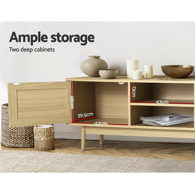 Artiss TV Cabinet Entertainment Unit Storage Cabinets Rattan Wooden 180CM Payday Deals