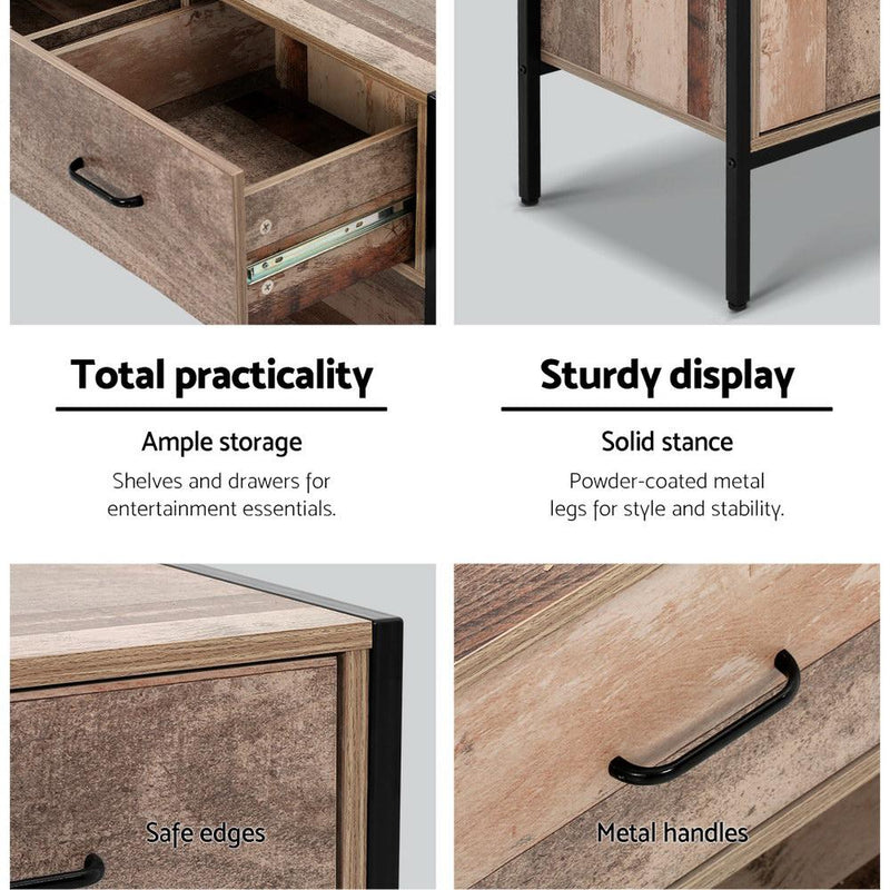 Artiss TV Stand Entertainment Unit Storage Cabinet Industrial Rustic Wooden 120cm Payday Deals