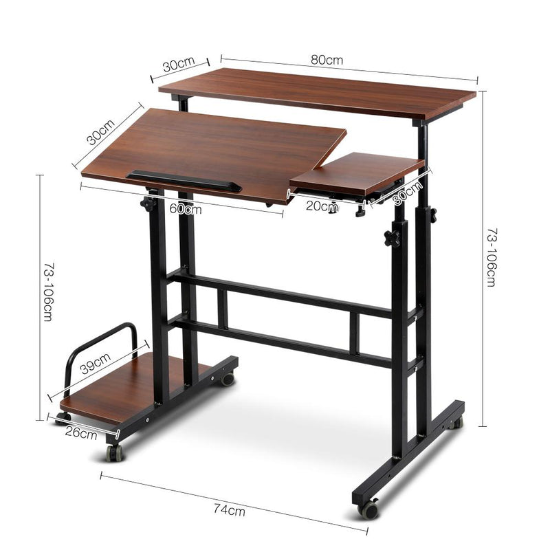 Artiss Twin Laptop Table Desk - Dark Wood Payday Deals