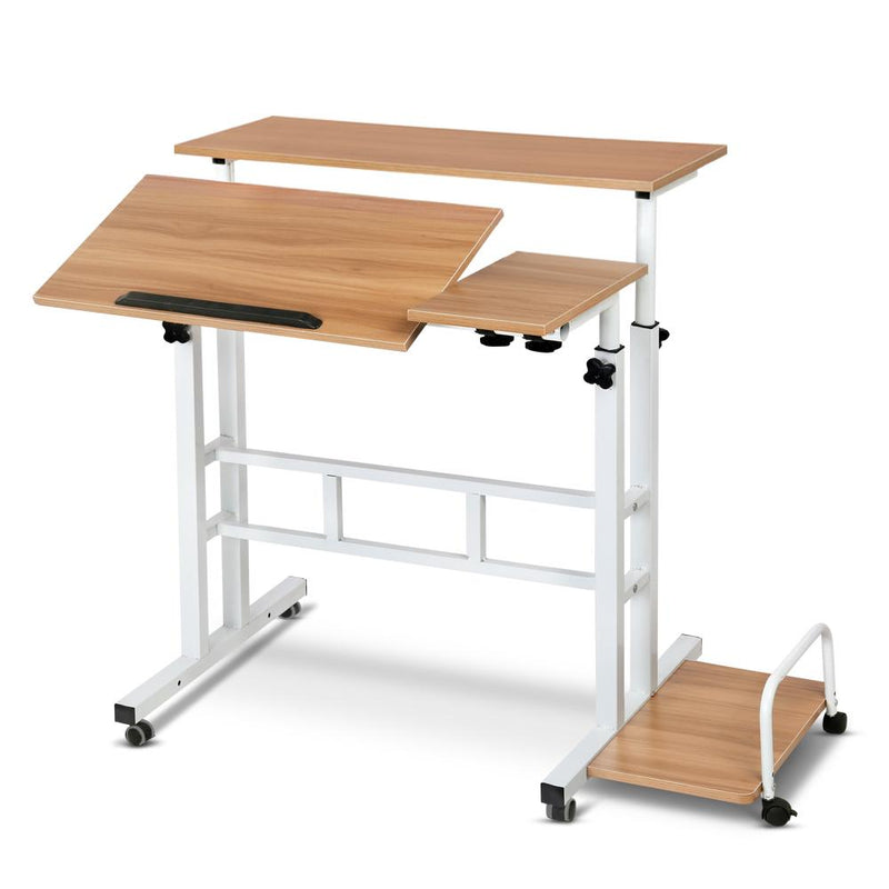 Artiss Twin Laptop Table Desk - Light Wood Payday Deals