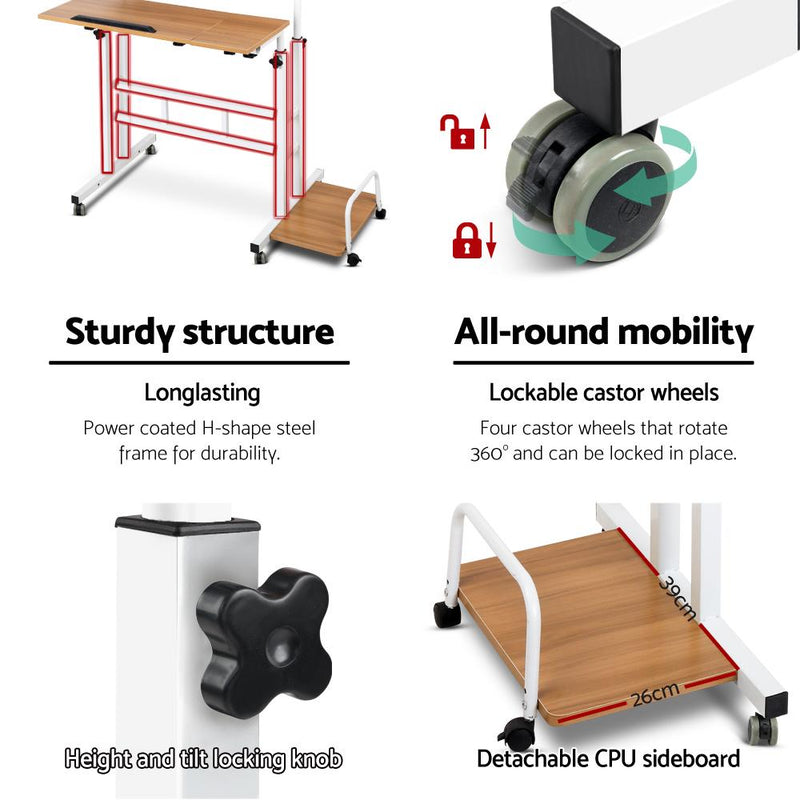 Artiss Twin Laptop Table Desk - Light Wood Payday Deals