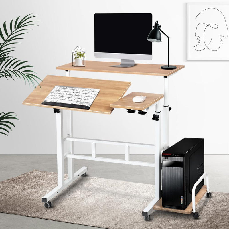 Artiss Twin Laptop Table Desk - Light Wood Payday Deals