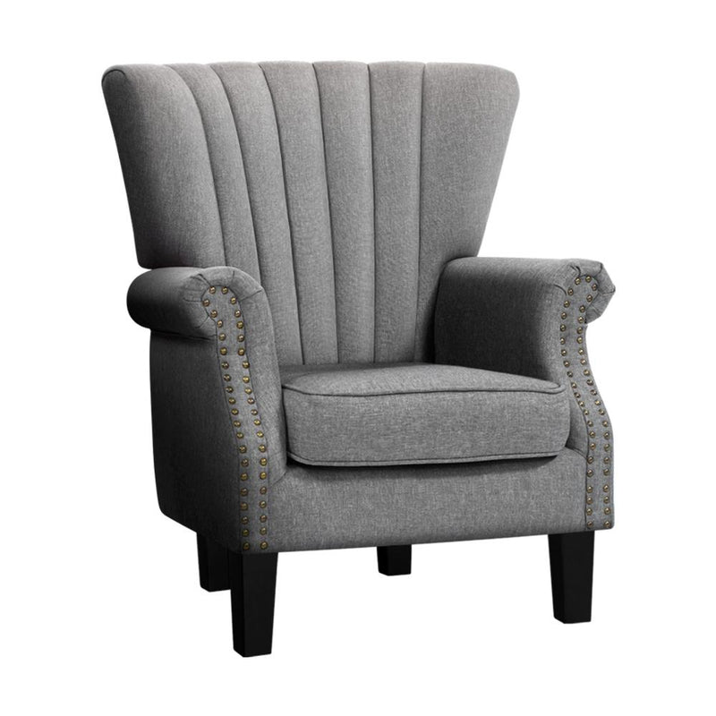 Artiss Upholstered Fabric Armchair Accent Tub Chairs Modern seat Sofa Lounge Grey Payday Deals