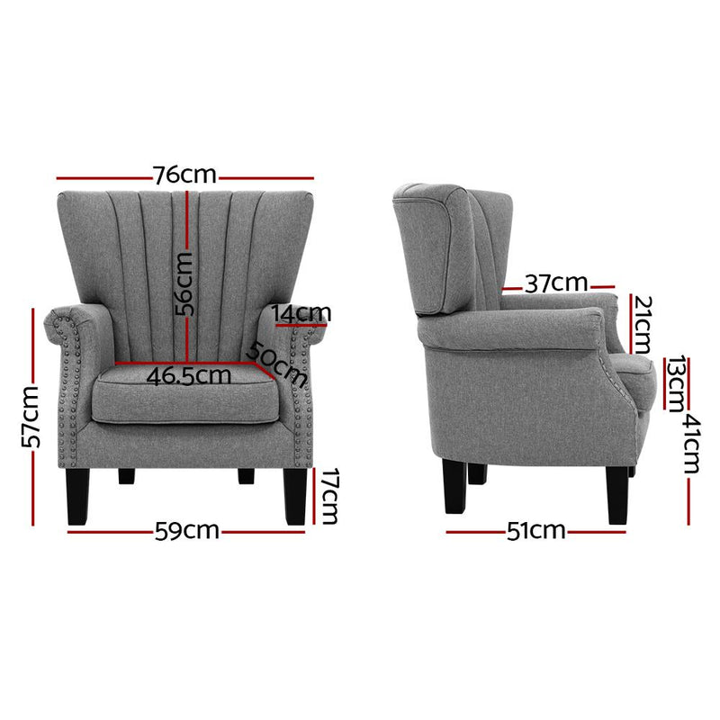 Artiss Upholstered Fabric Armchair Accent Tub Chairs Modern seat Sofa Lounge Grey Payday Deals