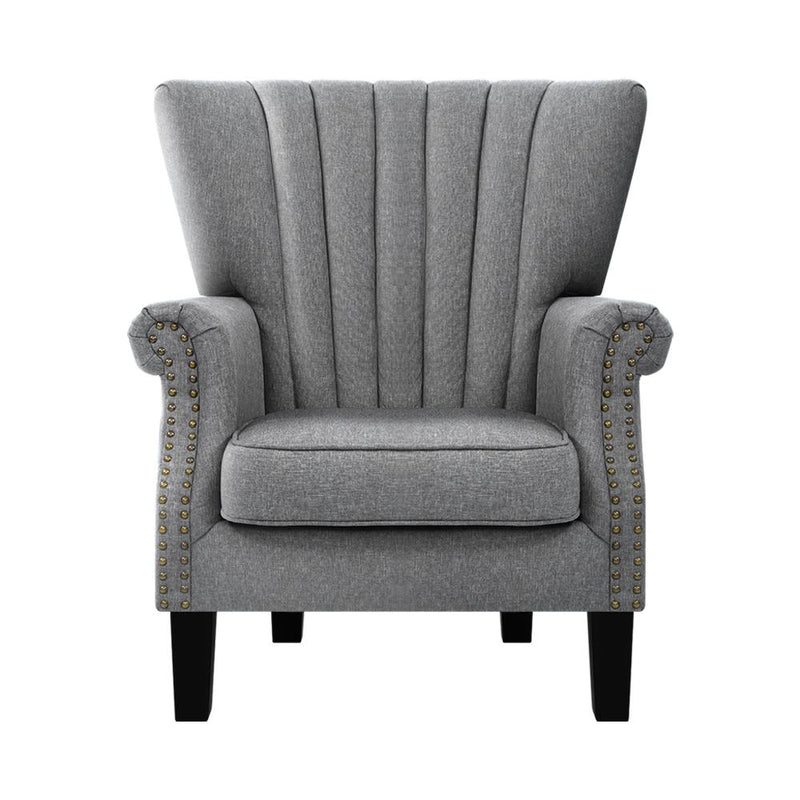 Artiss Upholstered Fabric Armchair Accent Tub Chairs Modern seat Sofa Lounge Grey Payday Deals