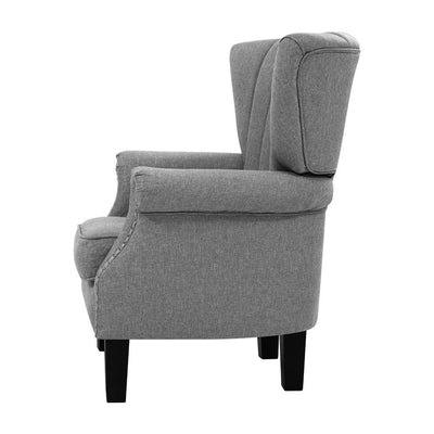 Artiss Upholstered Fabric Armchair Accent Tub Chairs Modern seat Sofa Lounge Grey Payday Deals