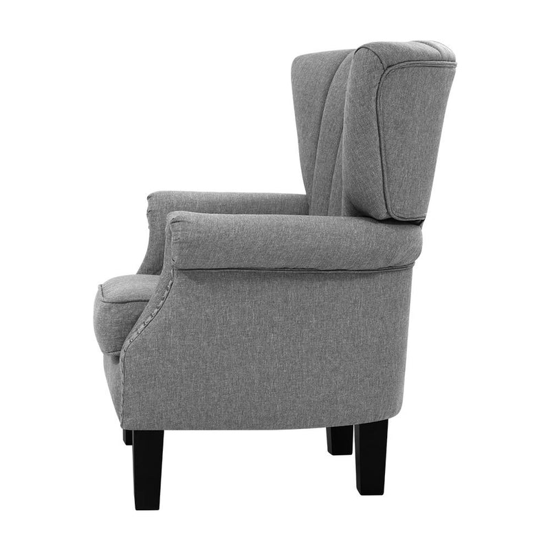 Artiss Upholstered Fabric Armchair Accent Tub Chairs Modern seat Sofa Lounge Grey Payday Deals