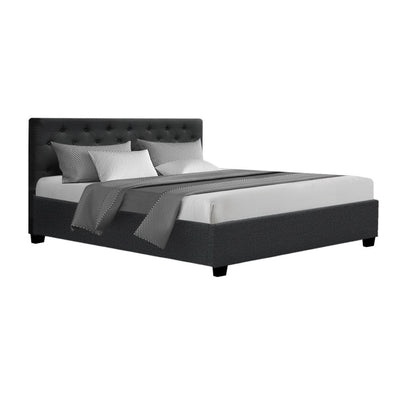 Artiss Vila Bed Frame Fabric Gas Lift Storage - Charcoal Queen Payday Deals