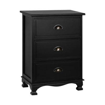 Artiss Vintage Bedside Table Chest Storage Cabinet Nightstand Black Payday Deals