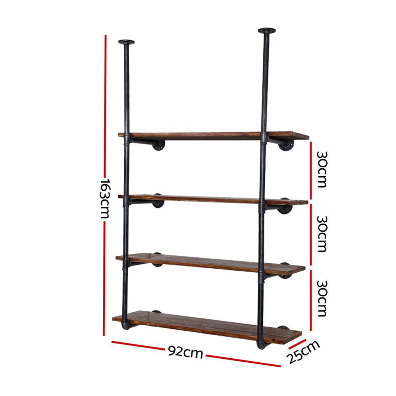 Artiss Wall Display Shelves Industrial Bookshelf DIY Pipe Shelf Rustic Brackets Payday Deals