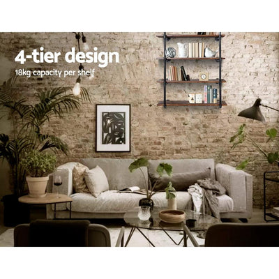 Artiss Wall Display Shelves Industrial Bookshelf DIY Pipe Shelf Rustic Brackets Payday Deals