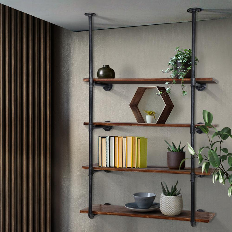 Artiss Wall Display Shelves Industrial Bookshelf DIY Pipe Shelf Rustic Brackets Payday Deals