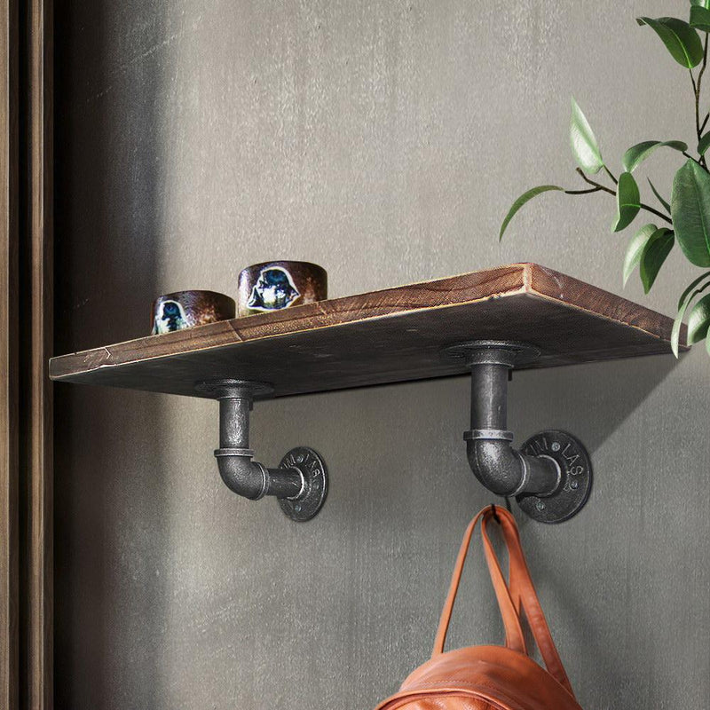 Artiss Wall Shelves Industrial Display Bookshelf DIY Pipe Shelf Rustic Brackets Payday Deals