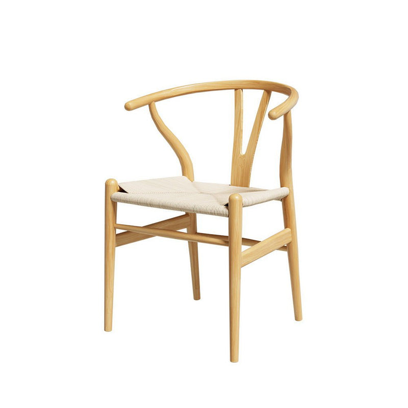 Artiss Wishbone Dining Chairs Ratter Seat Solid Wood Frame Cafe Lounge Chair Payday Deals