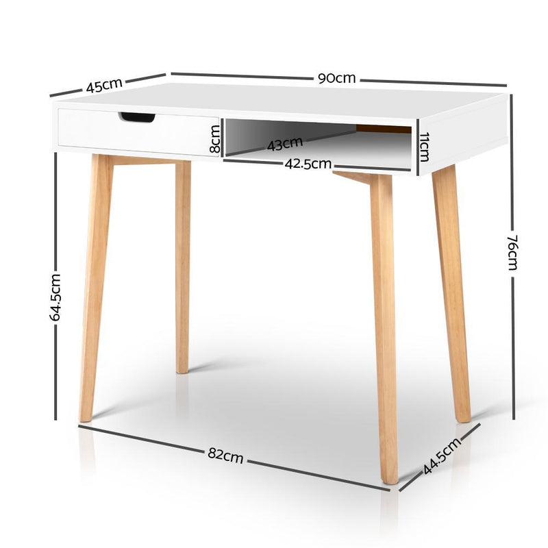 Artiss Office Computer Desk Study Table Storage Drawers Student Laptop White Payday Deals