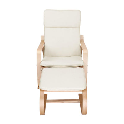 Artiss Wooden Armchair with Foot Stool - Beige Payday Deals