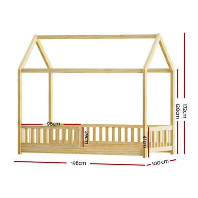 Artiss Wooden Bed Frame Single Size House Frame Pine Timber Base Platform Oak Payday Deals