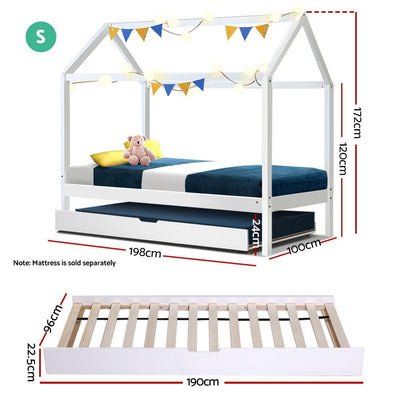 Artiss Wooden Bed Frame Single Size Mattress Base Pine Timber Platform White HOLY Payday Deals