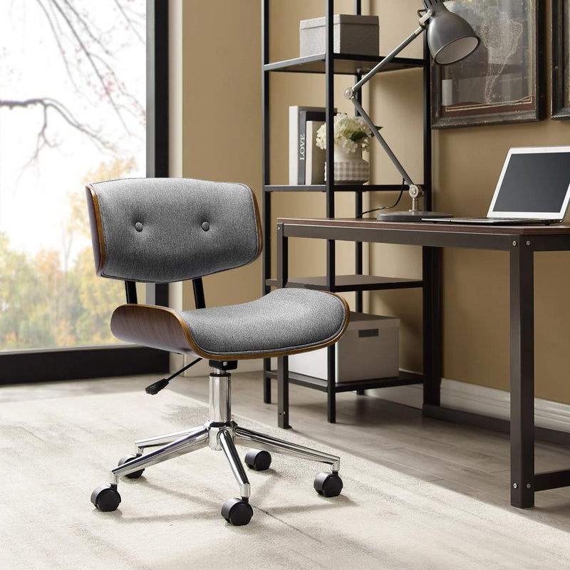 Artiss Wooden Fabric Office Chair Grey Payday Deals