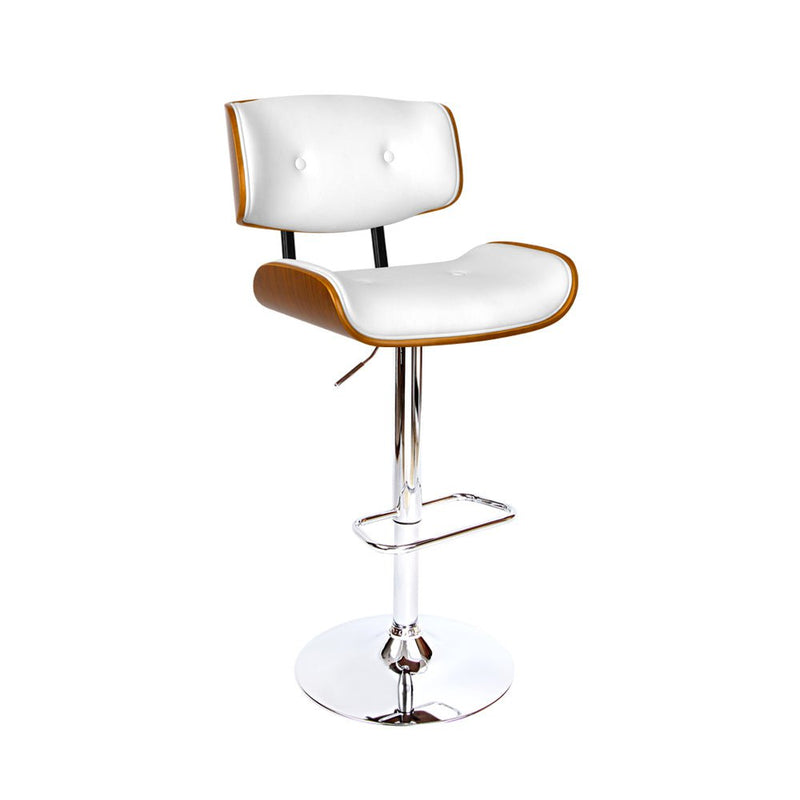 Artiss Wooden Gas Lift Bar Stool - White and Chrome Payday Deals