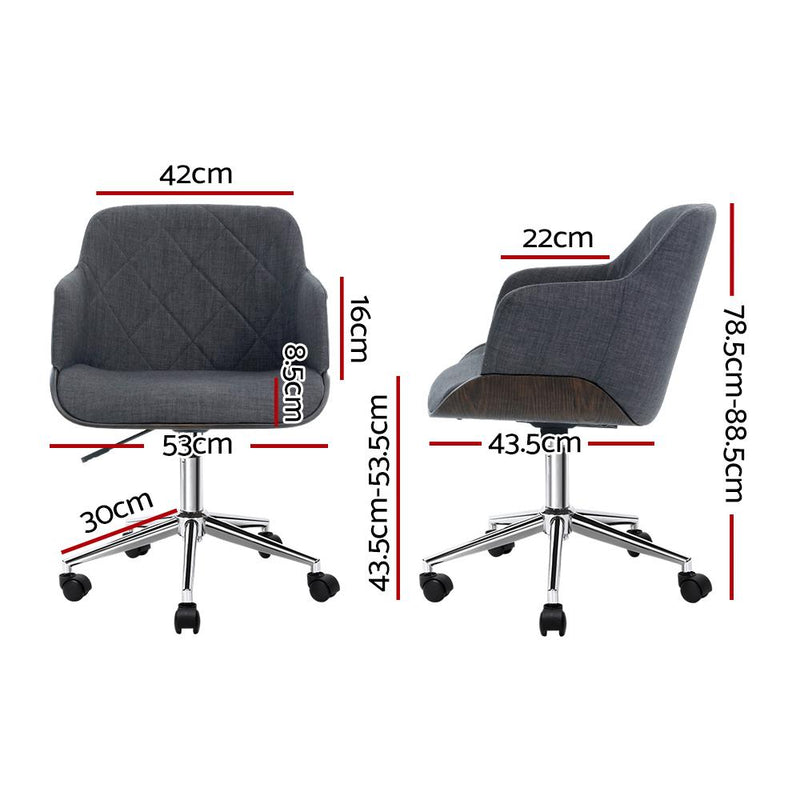 Artiss Wooden Office Chair Computer Gaming Chairs Executive Fabric Grey Payday Deals