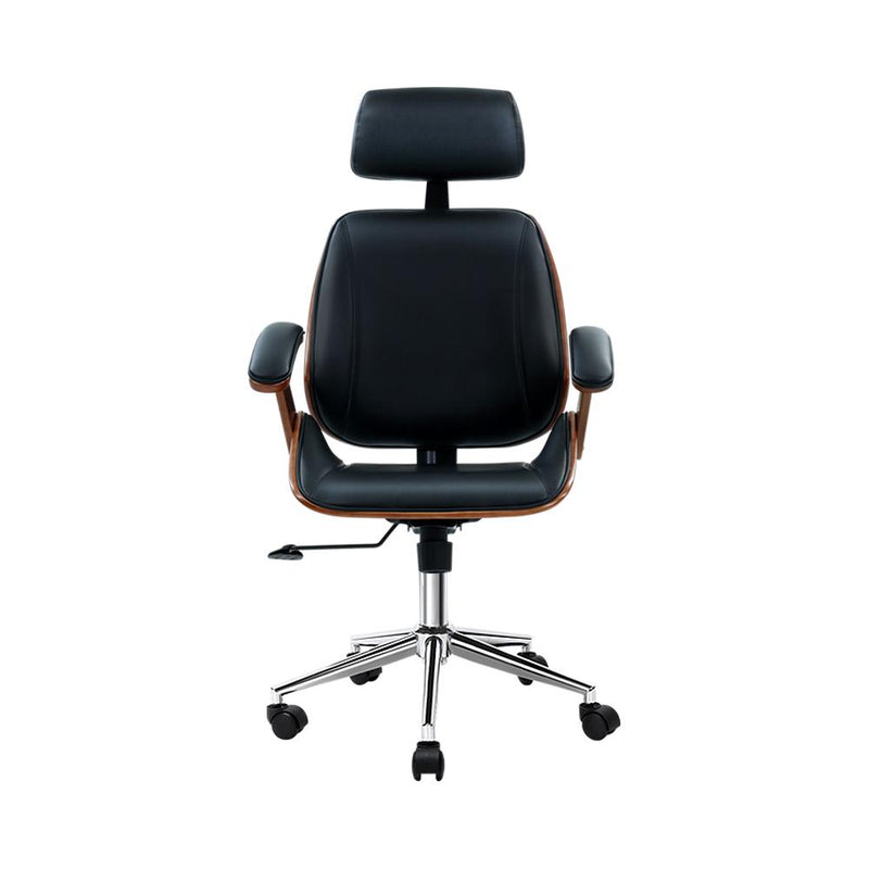 Artiss Wooden Office Chair Computer Gaming Chairs Executive Leather Black Payday Deals