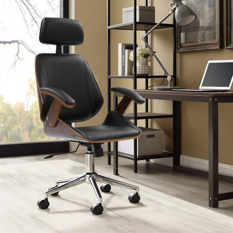 Artiss Wooden Office Chair Computer Gaming Chairs Executive Leather Black Payday Deals