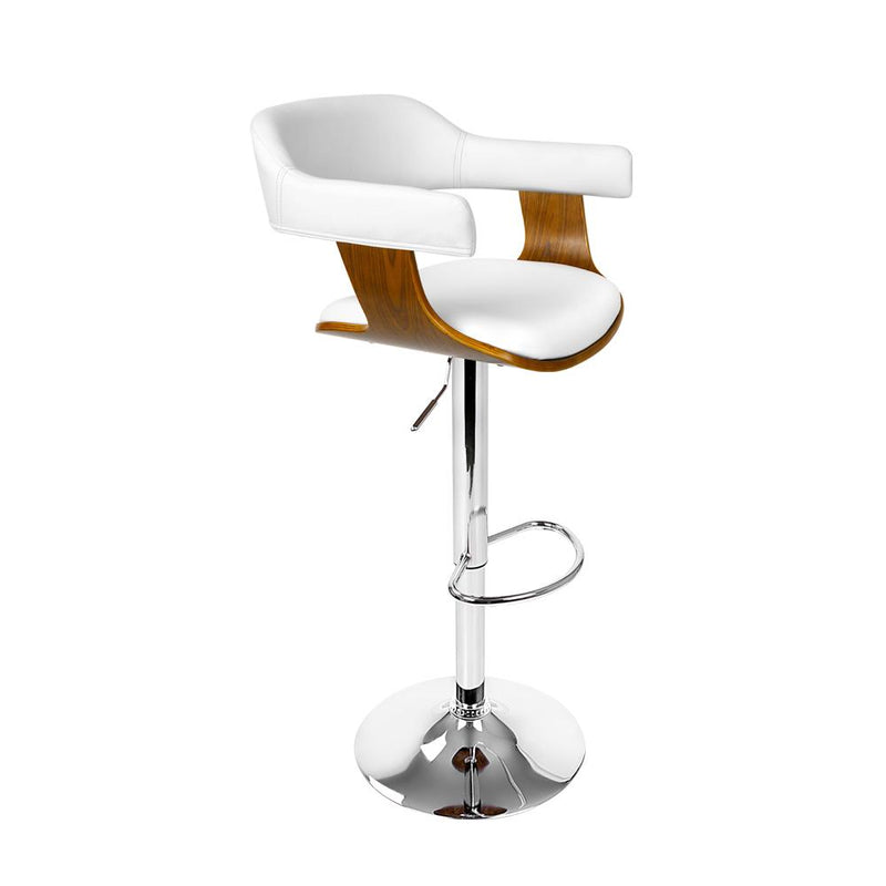 Artiss Wooden PU Leather Bar Stool - White and Chrome Payday Deals