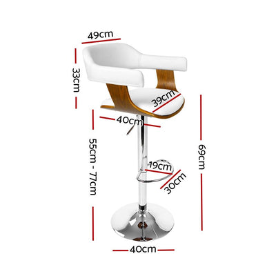 Artiss Wooden PU Leather Bar Stool - White and Chrome Payday Deals