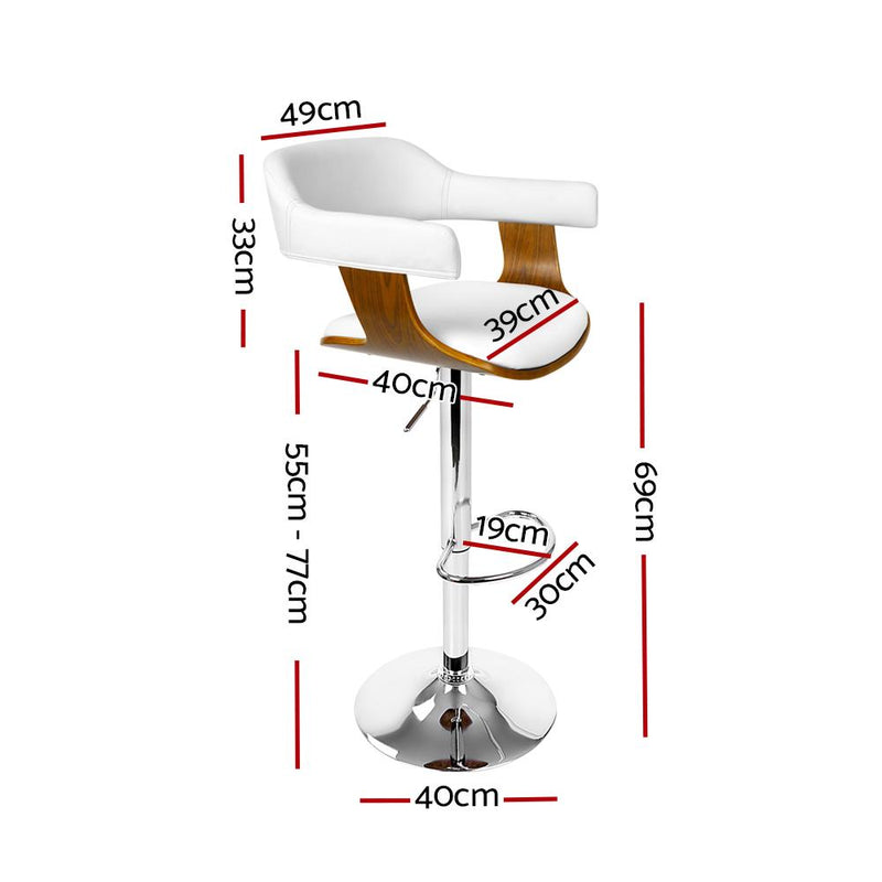 Artiss Wooden PU Leather Bar Stool - White and Chrome Payday Deals