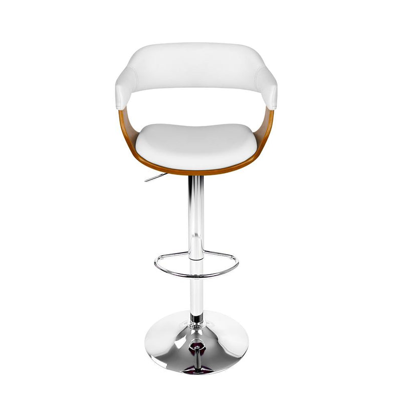 Artiss Wooden PU Leather Bar Stool - White and Chrome Payday Deals