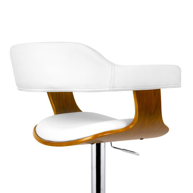 Artiss Wooden PU Leather Bar Stool - White and Chrome Payday Deals