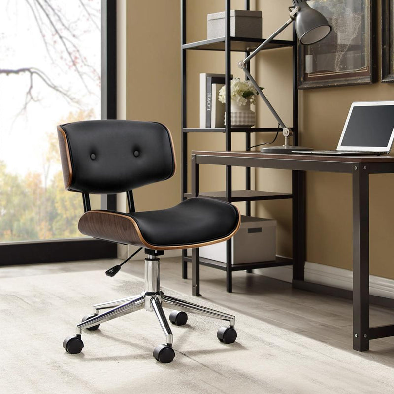 Artiss Wooden & PU Leather Office Desk Chair - Black Payday Deals