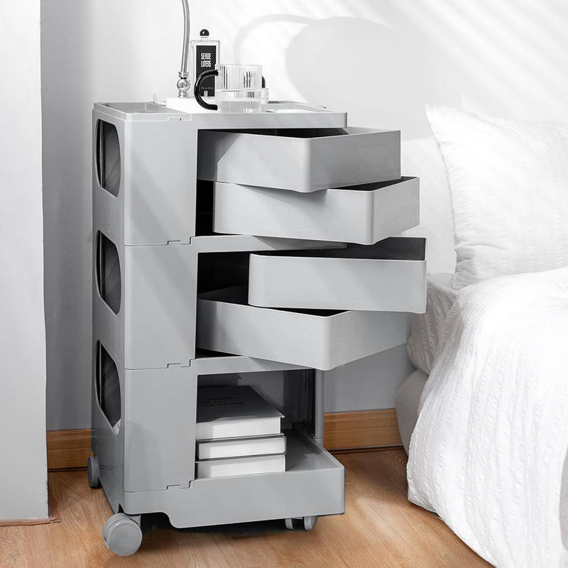 ArtissIn Bedside Table Side Tables Nightstand Organizer Replica Boby Trolley 5Tier Grey Payday Deals