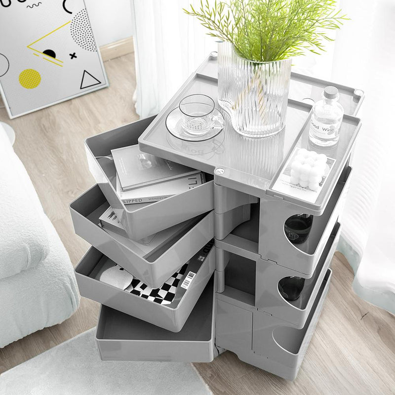 ArtissIn Bedside Table Side Tables Nightstand Organizer Replica Boby Trolley 5Tier Grey Payday Deals