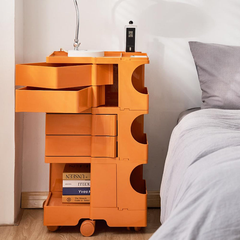 ArtissIn Bedside Table Side Tables Nightstand Organizer Replica Boby Trolley 5Tier Orange Payday Deals