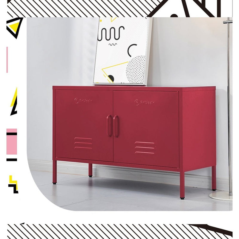 ArtissIn Buffet Sideboard Locker Metal Storage Cabinet - BASE Pink Payday Deals