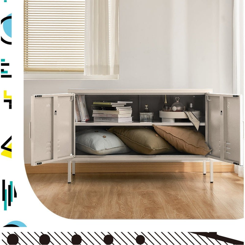 ArtissIn Buffet Sideboard Locker Metal Storage Cabinet - BASE White Payday Deals