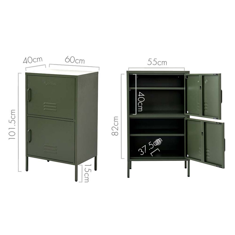 ArtissIn Double Storage Cabinet Shelf Organizer Bedroom Green Payday Deals