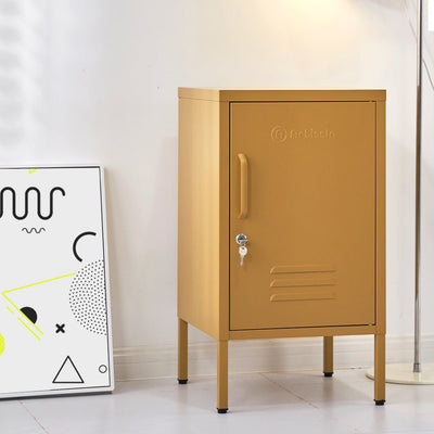 ArtissIn Metal Locker Storage Shelf Filing Cabinet Cupboard Bedside Table Yellow Payday Deals