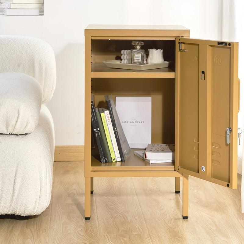 ArtissIn Metal Locker Storage Shelf Filing Cabinet Cupboard Bedside Table Yellow Payday Deals