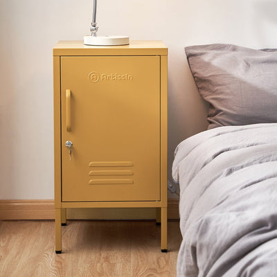 ArtissIn Metal Locker Storage Shelf Filing Cabinet Cupboard Bedside Table Yellow Payday Deals