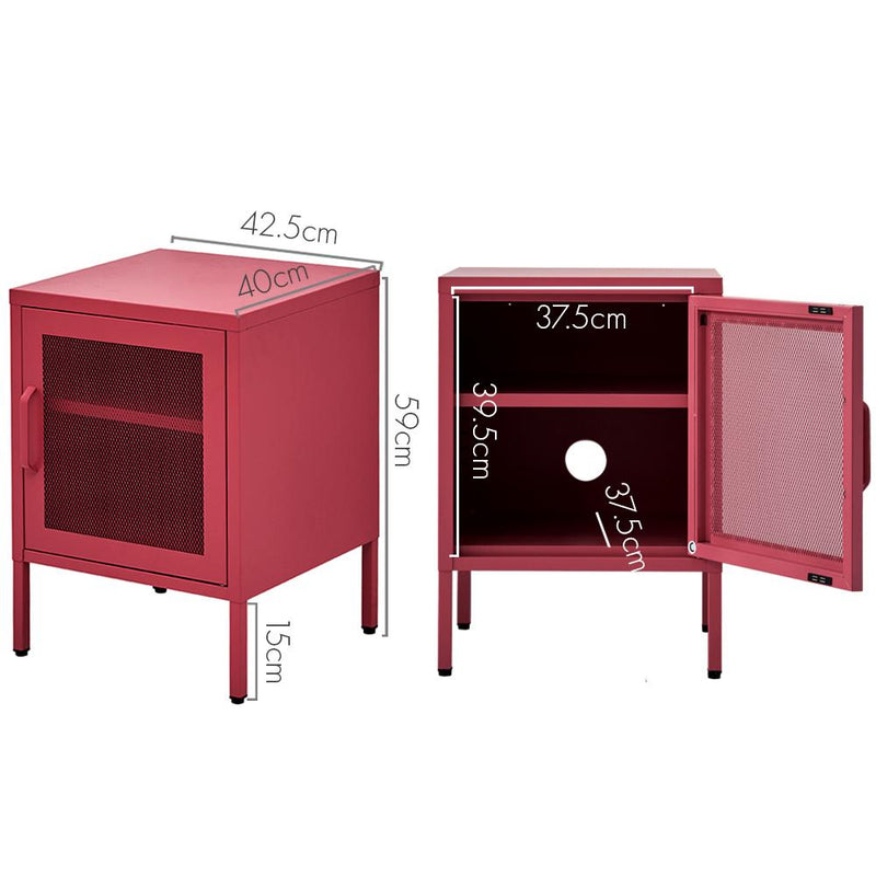 ArtissIn Mini Mesh Door Storage Cabinet Organizer Bedside Table Pink Payday Deals