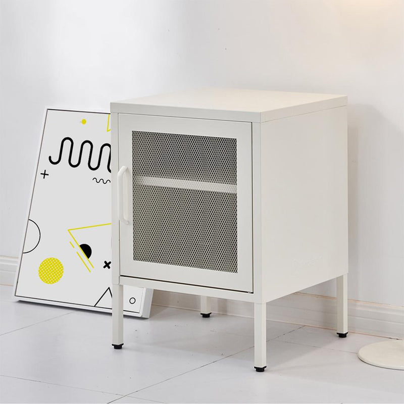 ArtissIn Mini Mesh Door Storage Cabinet Organizer Bedside Table White Payday Deals